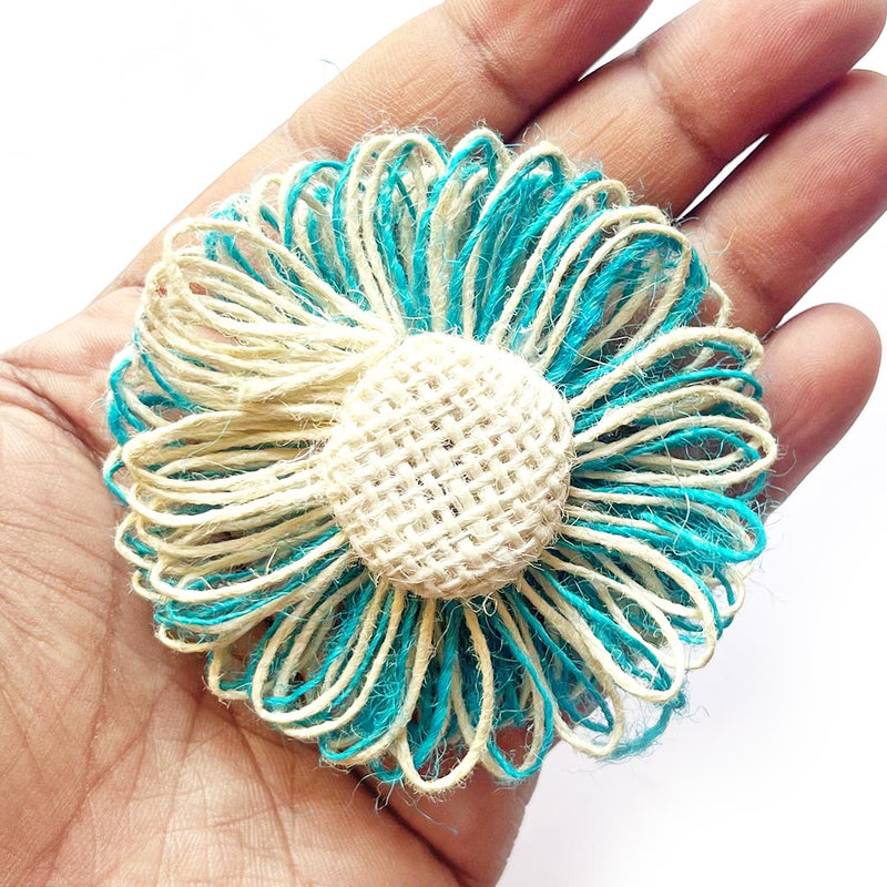 MultiColor Jute Flower for Trousseau Packing, Ready to use Flower Brooch Hamper for Decoration, Gift Wrapping Flowers Set of 10