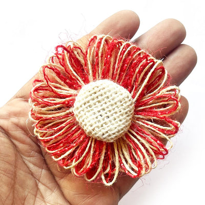 MultiColor Jute Flower for Trousseau Packing, Ready to use Flower Brooch Hamper for Decoration, Gift Wrapping Flowers Set of 10