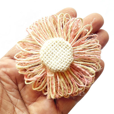 MultiColor Jute Flower for Trousseau Packing, Ready to use Flower Brooch Hamper for Decoration, Gift Wrapping Flowers Set of 10