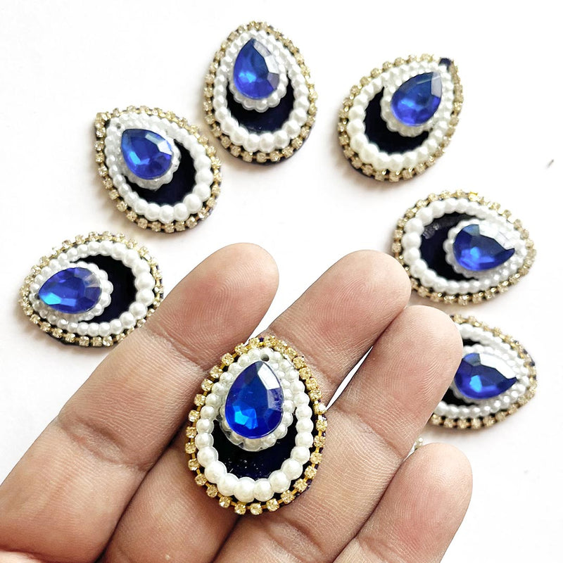 Decorative Pan Shape Fancy Embroidered Appliqué Kundan Patches Set of 20 For DIY Craft & Festival Decoraion