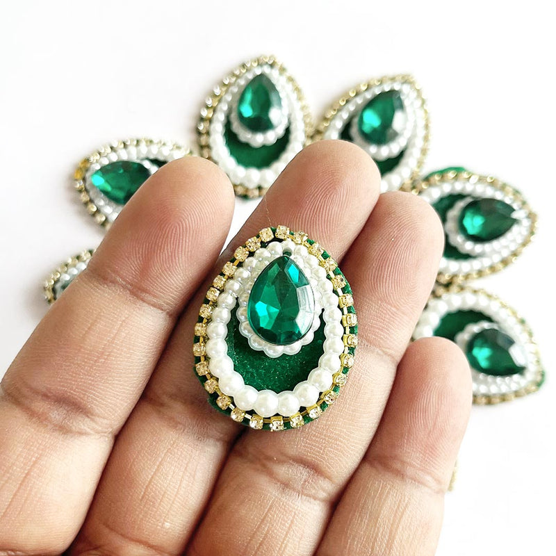 Decorative Pan Shape Fancy Embroidered Appliqué Kundan Patches Set of 20 For DIY Craft & Festival Decoraion
