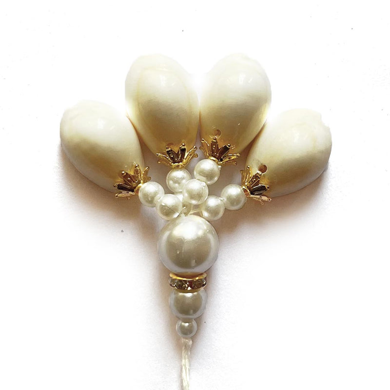 White Fancy Designer Kaudi Shell Pearl Multi-Purpose Women&