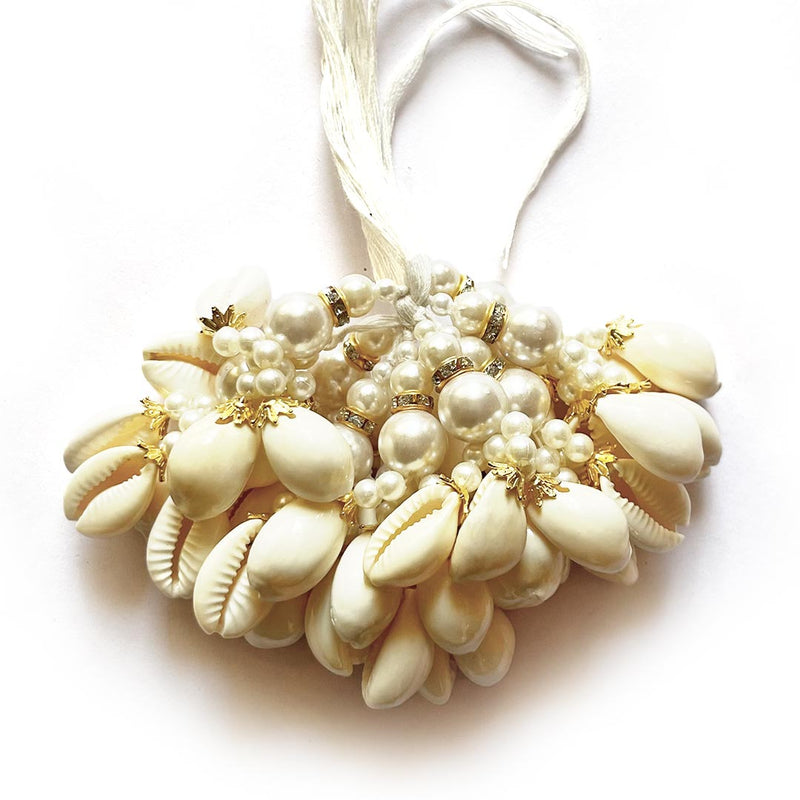 White Fancy Designer Kaudi Shell Pearl Multi-Purpose Women&