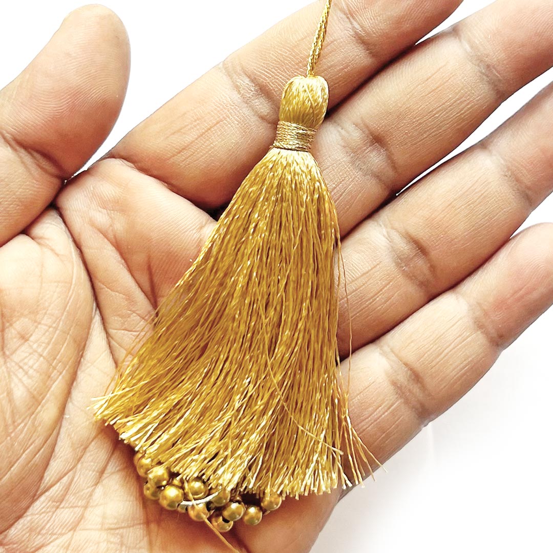 Fancy Silk Tassels with Zari Bead Thread Latkan for Perfect Embellishments for Suit, Kurti, Gown, Saree, Blouse, Dupatta, Lehenga & Jewelry, DIY Art & Craft 10CM Pack of 10