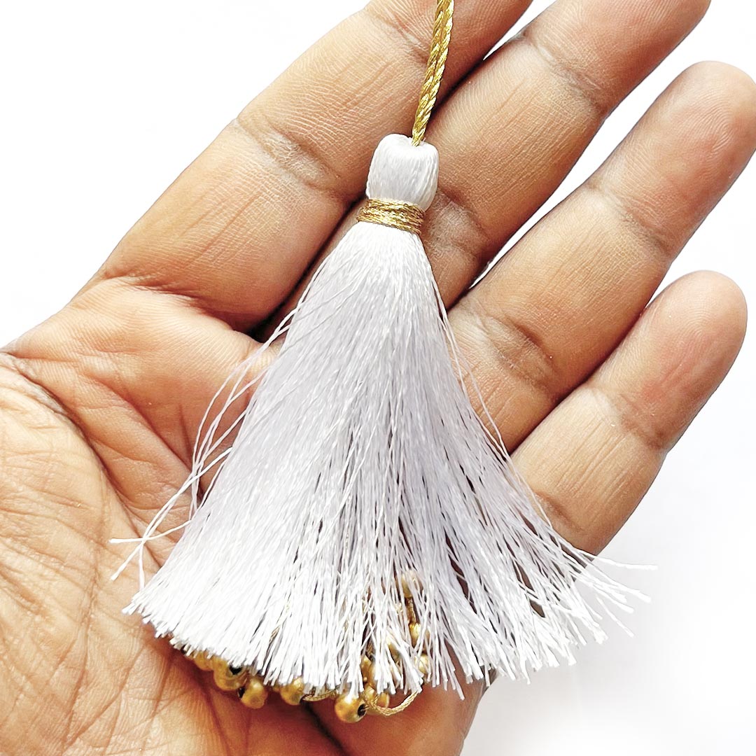 Fancy Silk Tassels with Zari Bead Thread Latkan for Perfect Embellishments for Suit, Kurti, Gown, Saree, Blouse, Dupatta, Lehenga & Jewelry, DIY Art & Craft 10CM Pack of 10