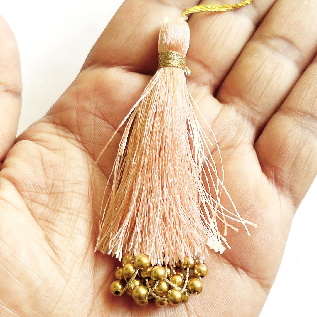 Fancy Silk Tassels with Zari Bead Thread Latkan for Perfect Embellishments for Suit, Kurti, Gown, Saree, Blouse, Dupatta, Lehenga & Jewelry, DIY Art & Craft 10CM Pack of 10