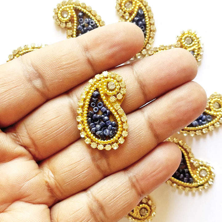 Paisley Shape Beaded Embroidered Appliqué Booti Patches – Pack of 25 | Decorative Craft Embellishments for Laddu Gopal Dress, Blouses, DIY Art & Embroidery Work