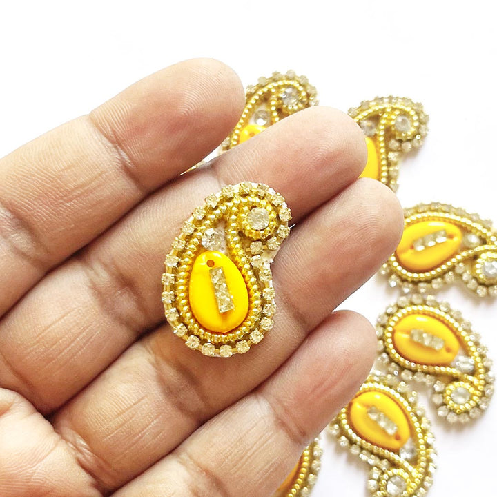 Kaudi Paisley Shape Appliqué Booti Patches – Pack of 25 | Decorative Craft Embellishments for Laddu Gopal Dress, Blouses, DIY Art & Embroidery Work