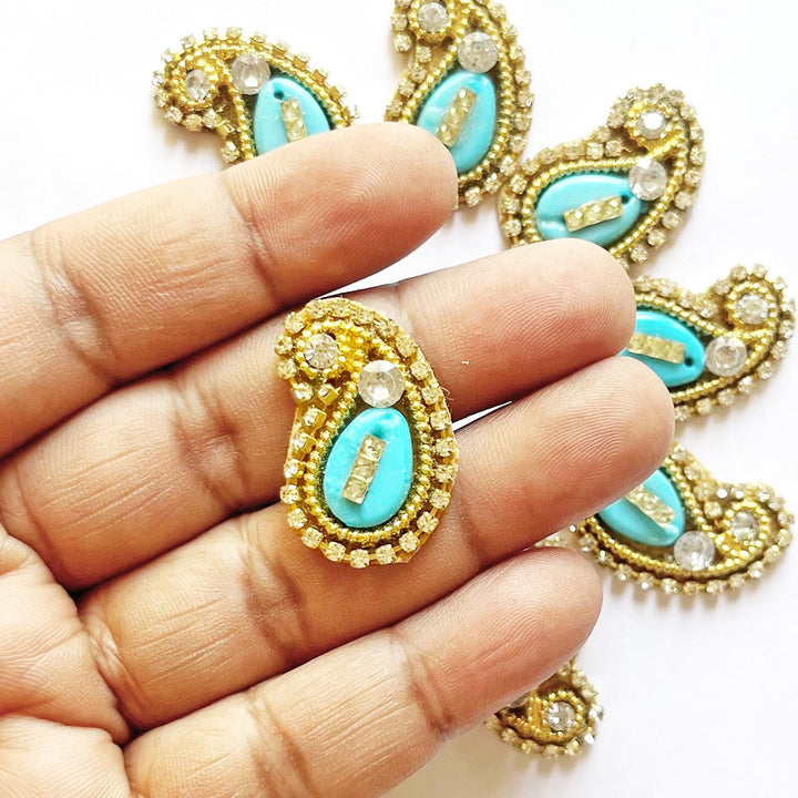Kaudi Paisley Shape Appliqué Booti Patches – Pack of 25 | Decorative Craft Embellishments for Laddu Gopal Dress, Blouses, DIY Art & Embroidery Work