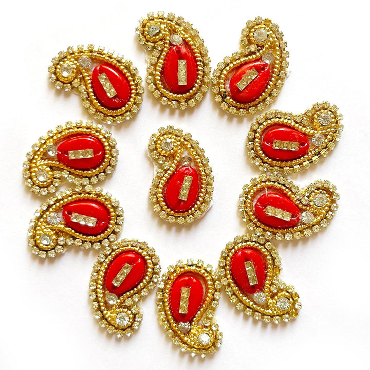 Kaudi Paisley Shape Appliqué Booti Patches – Pack of 25 | Decorative Craft Embellishments for Laddu Gopal Dress, Blouses, DIY Art & Embroidery Work