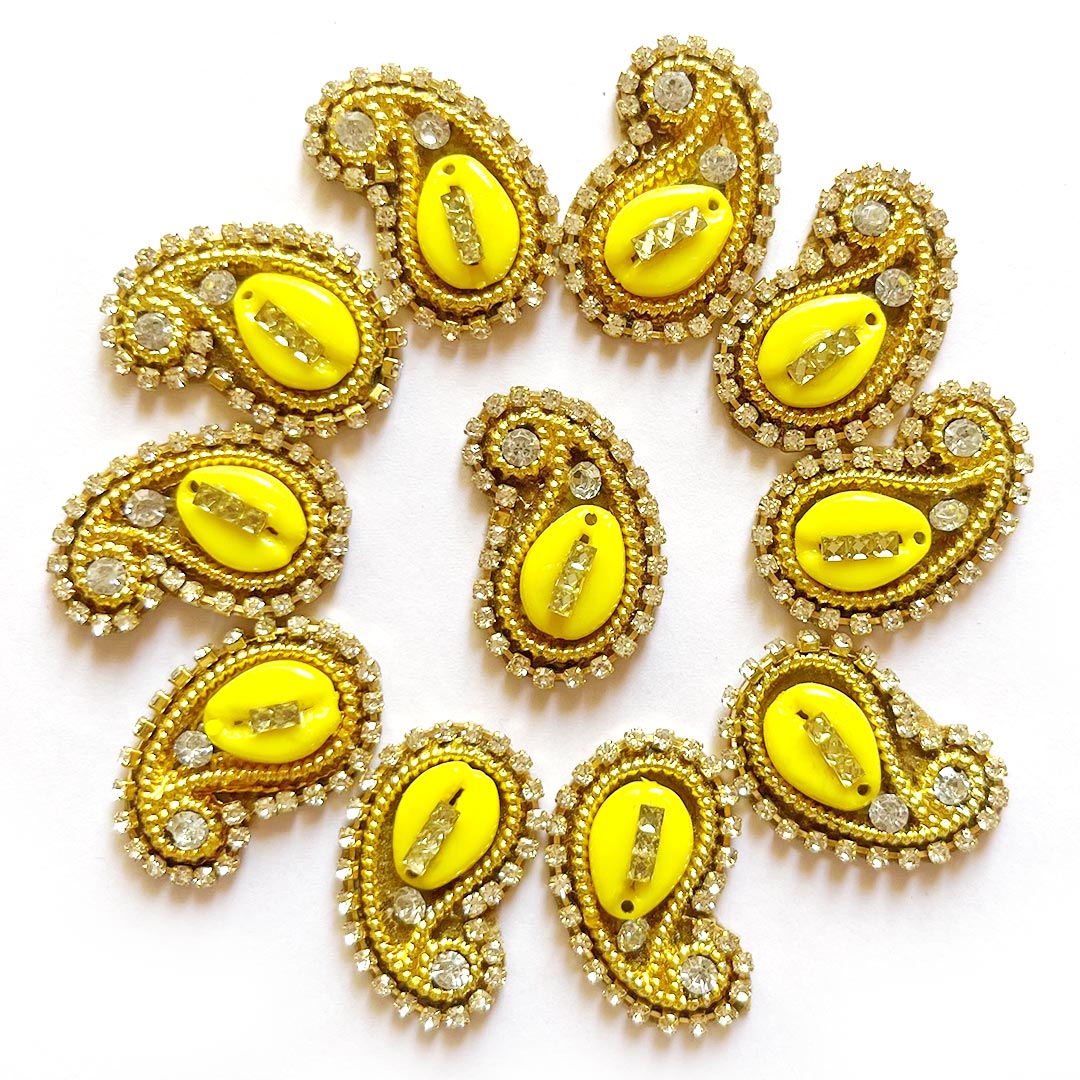 Kaudi Paisley Shape Appliqué Booti Patches – Pack of 25 | Decorative Craft Embellishments for Laddu Gopal Dress, Blouses, DIY Art & Embroidery Work