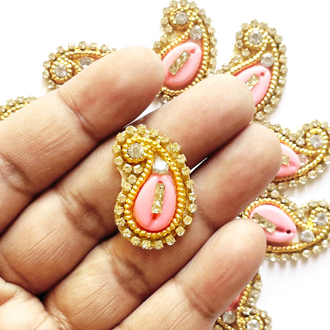 Kaudi Paisley Shape Appliqué Booti Patches – Pack of 25 | Decorative Craft Embellishments for Laddu Gopal Dress, Blouses, DIY Art & Embroidery Work