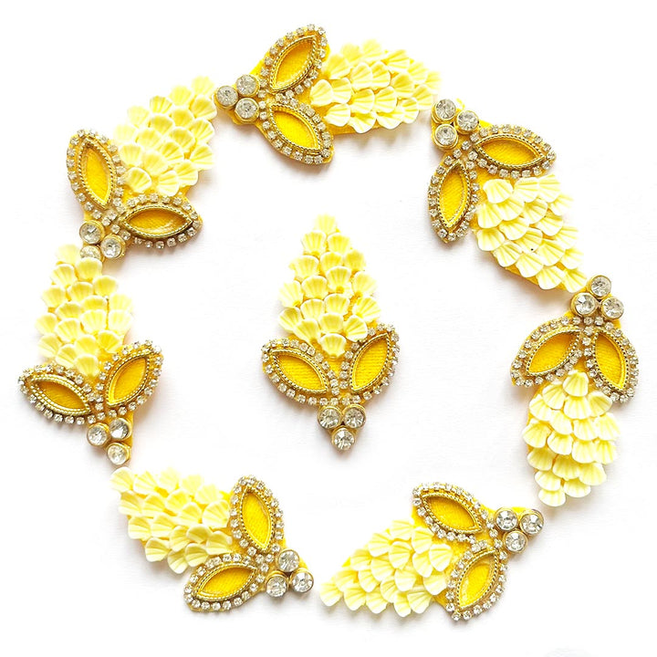 Yellow Color Mukut Design Booti Pack Of 10 For God Cloths Decorations & DIY Crafts