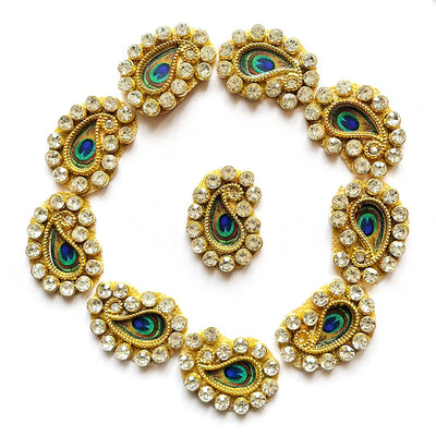 Big Size Mor pankha Paisley Booti Patch Pack Of 10 for home and Laddu gopal dress decoration, DIY Art & Crafts