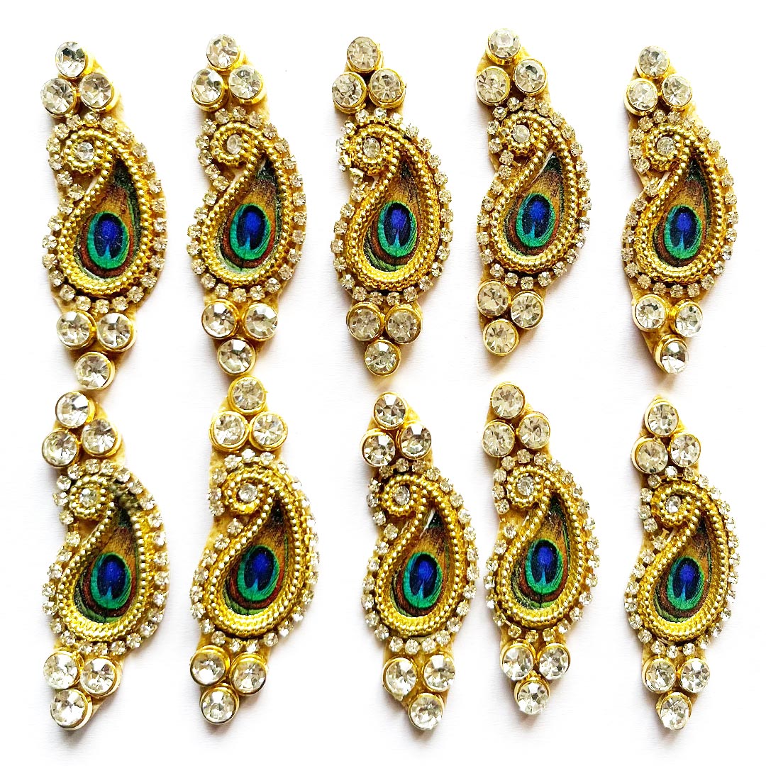 Big Size Designer Mor pankha Paisley Booti Patch Pack Of 10 for home and Laddu gopal dress decoration, DIY Art & Crafts