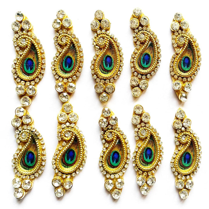 Big Size Designer Mor pankha Paisley Booti Patch Pack Of 10 for home and Laddu gopal dress decoration, DIY Art & Crafts