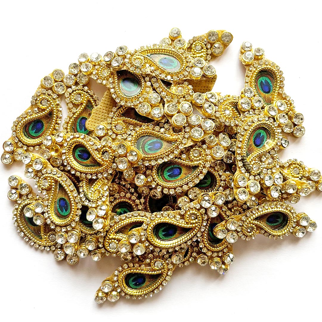 Big Size Designer Mor pankha Paisley Booti Patch Pack Of 10 for home and Laddu gopal dress decoration, DIY Art & Crafts
