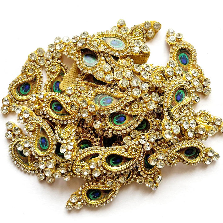 Big Size Designer Mor pankha Paisley Booti Patch Pack Of 10 for home and Laddu gopal dress decoration, DIY Art & Crafts