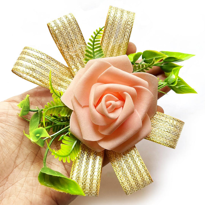 Rose Foam Flower Bunch Set of 4 for Trousseau Packing, Ready to use Flower Brooch Hamper for Decoration