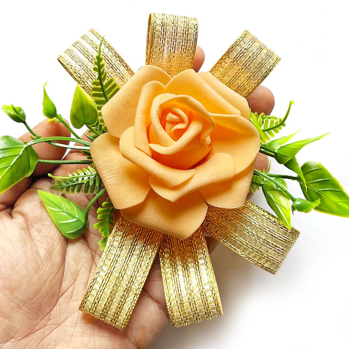 Rose Foam Flower Bunch Set of 4 for Trousseau Packing, Ready to use Flower Brooch Hamper for Decoration