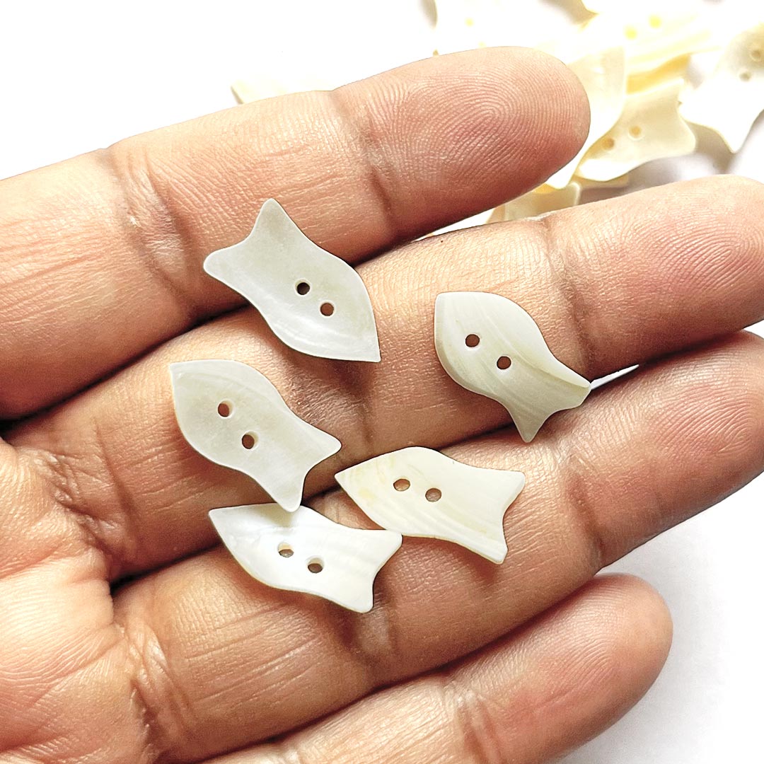 Sea Shell Mother of Pearl Two Hole Fish Shape Buttons Set of 25 For Sewing, suit, shirt and Crafting
