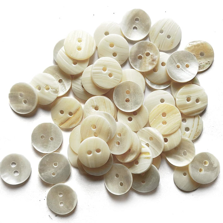 Sea Shell Mother of Pearl Two Hole Round Buttons Set of 25  For Sewing, suit, shirt and Crafting