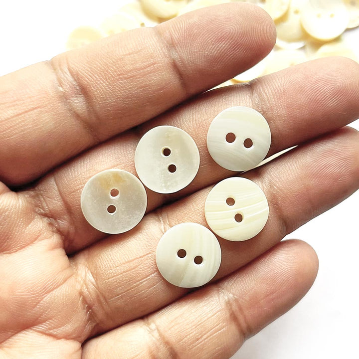 Sea Shell Mother of Pearl Two Hole Round Buttons Set of 25  For Sewing, suit, shirt and Crafting