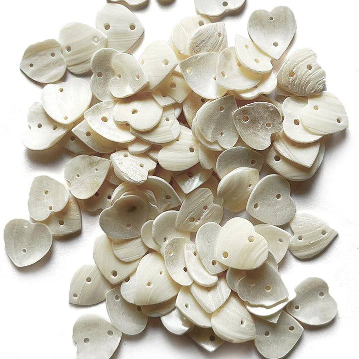 Sea Shell Mother of Pearl Two Hole Heart Shape Buttons Set of 25 For Sewing, suit, shirt and Crafting