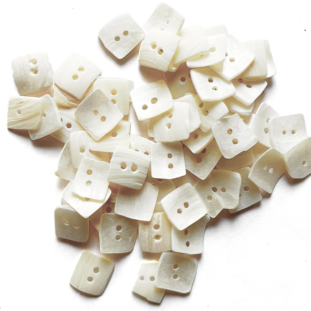 Sea Shell Mother of Pearl Two Hole Square Buttons Set of 25  For Sewing, suit, shirt and Crafting