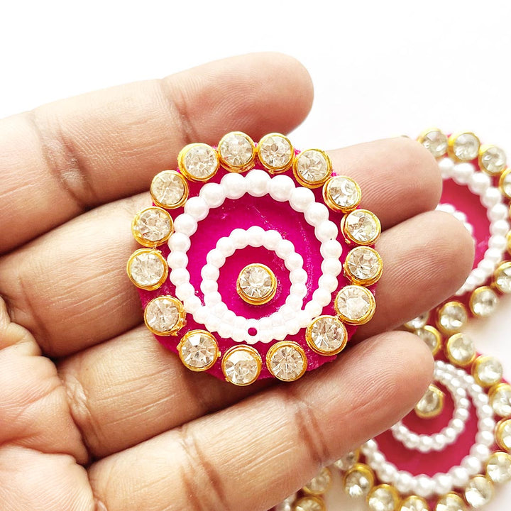 Round Kundan Booti Patch Pack Of 10 For God Cloths Decorations & DIY Crafts