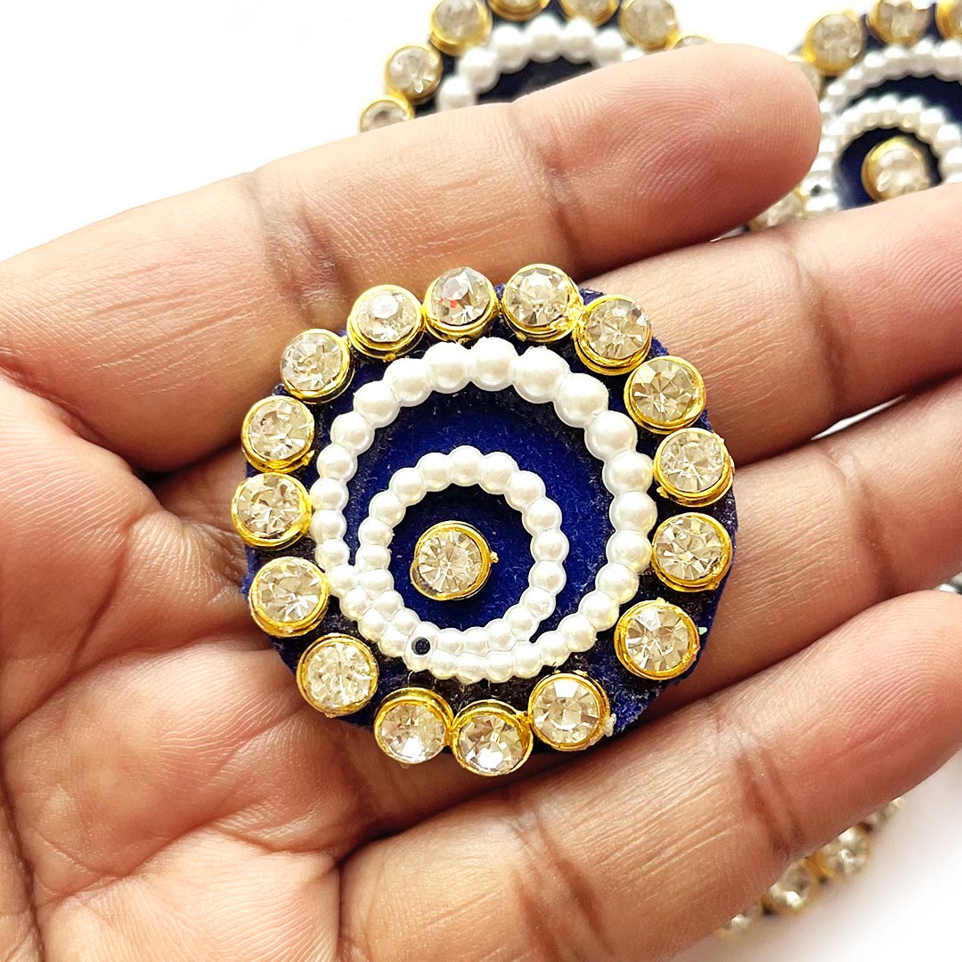 Round Kundan Booti Patch Pack Of 10 For God Cloths Decorations & DIY Crafts