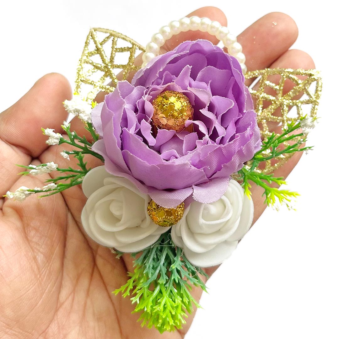 Big Peony & two Foam Flower Bunch Pack Of 4 for Trousseau Gift & Hamper Packaging, Wedding & Festive Decoration
