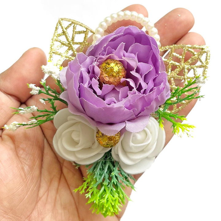 Big Peony & two Foam Flower Bunch Pack Of 4 for Trousseau Gift & Hamper Packaging, Wedding & Festive Decoration