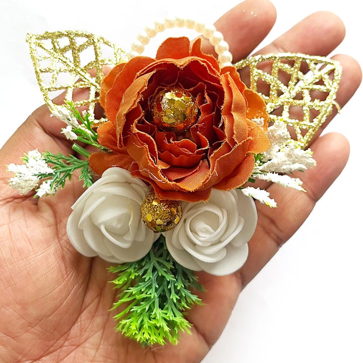 Big Peony & two Foam Flower Bunch Pack Of 4 for Trousseau Gift & Hamper Packaging, Wedding & Festive Decoration
