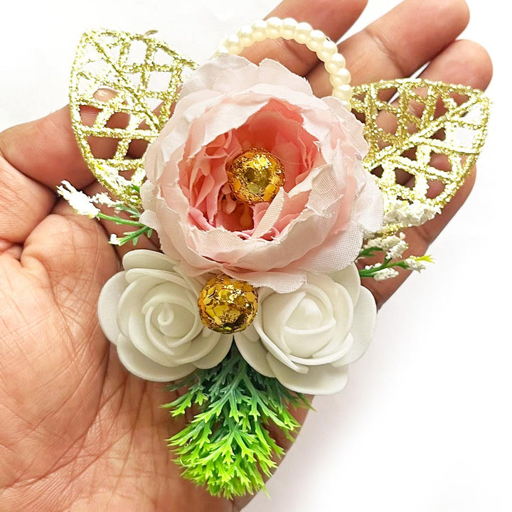 Big Peony & two Foam Flower Bunch Pack Of 4 for Trousseau Gift & Hamper Packaging, Wedding & Festive Decoration