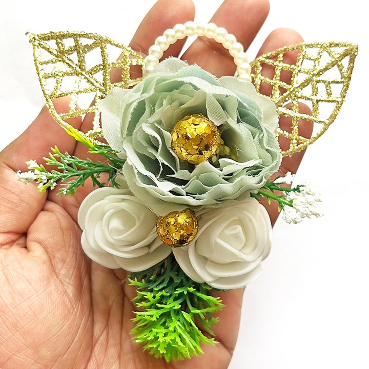 Big Peony & two Foam Flower Bunch Pack Of 4 for Trousseau Gift & Hamper Packaging, Wedding & Festive Decoration