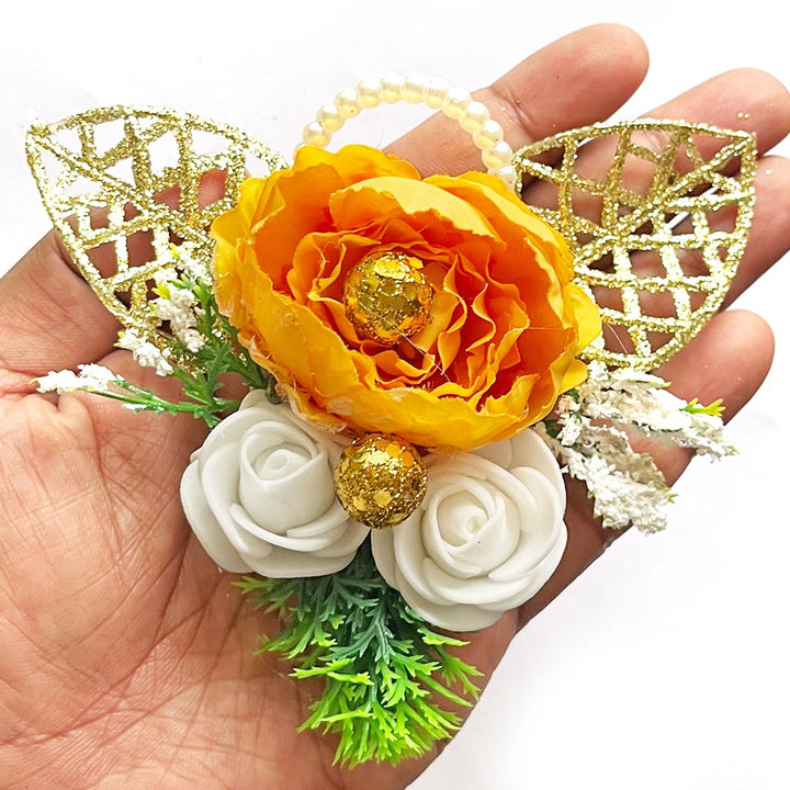 Big Peony & two Foam Flower Bunch Pack Of 4 for Trousseau Gift & Hamper Packaging, Wedding & Festive Decoration