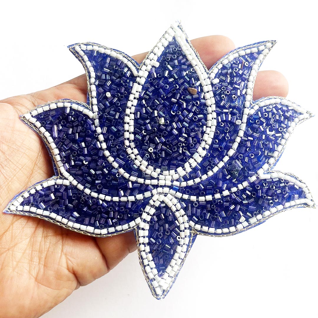 Cutdana & White Beads embroidery booti patch set of 4 for bandhanwar decoration & Festive DIY Craft