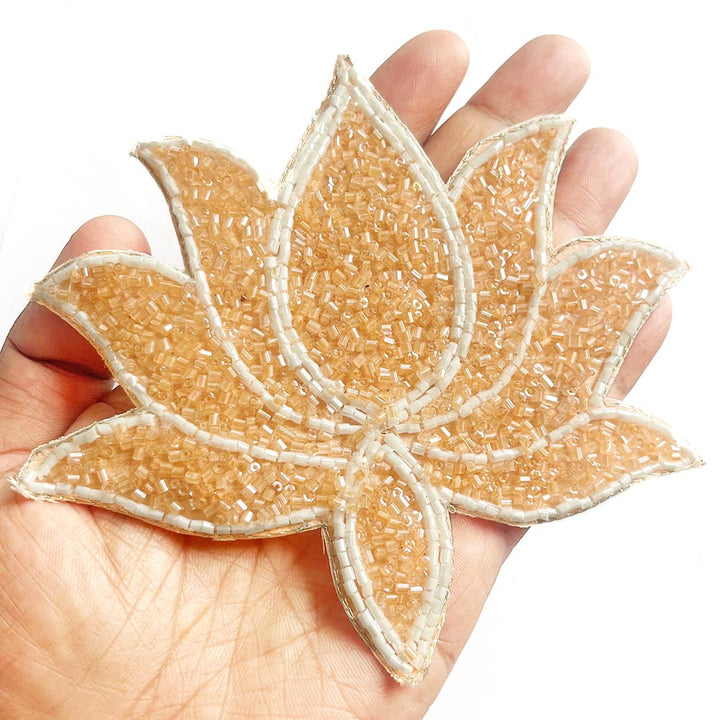 Cutdana & White Beads embroidery booti patch set of 4 for bandhanwar decoration & Festive DIY Craft
