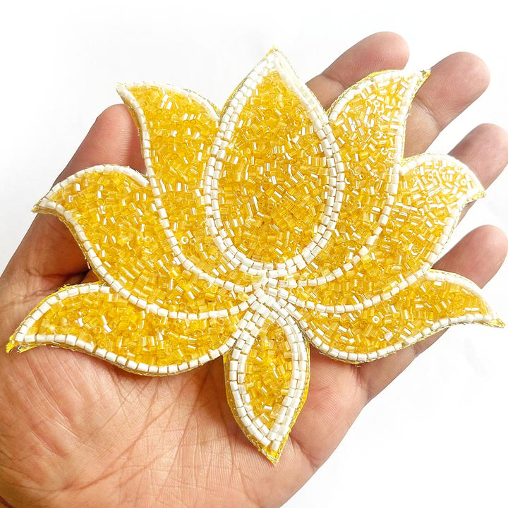 Cutdana & White Beads embroidery booti patch set of 4 for bandhanwar decoration & Festive DIY Craft