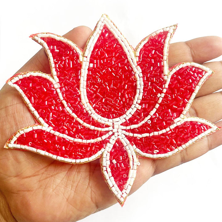 Cutdana & White Beads embroidery booti patch set of 4 for bandhanwar decoration & Festive DIY Craft