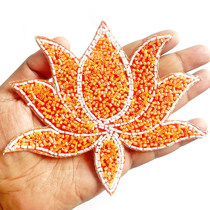 Cutdana & White Beads embroidery booti patch set of 4 for bandhanwar decoration & Festive DIY Craft