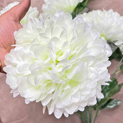 Cream Color Silk Chrysanthemum Bush Flower Bunch