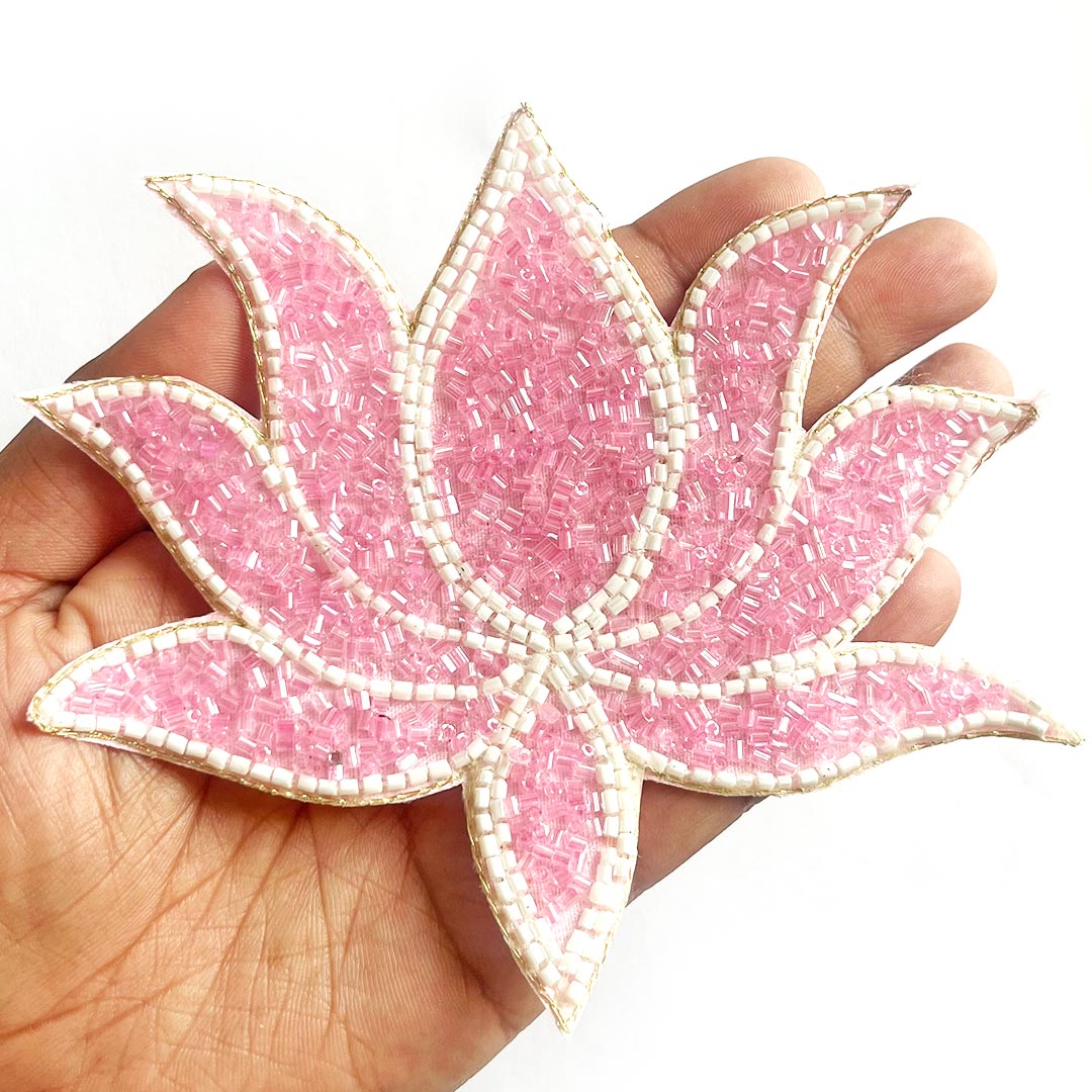 Cutdana & White Beads embroidery booti patch set of 4 for bandhanwar decoration & Festive DIY Craft