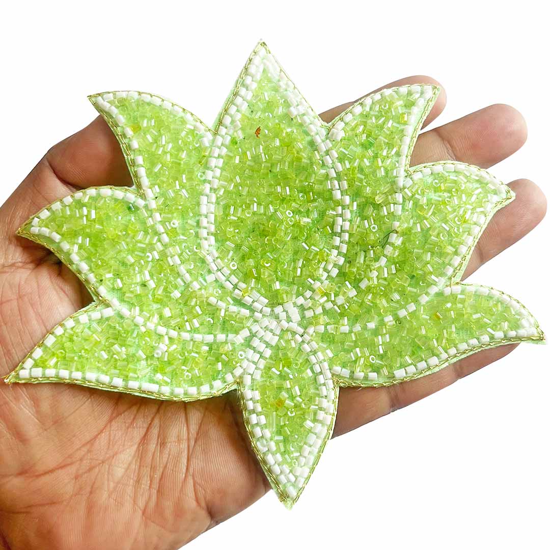 Cutdana & White Beads embroidery booti patch set of 4 for bandhanwar decoration & Festive DIY Craft