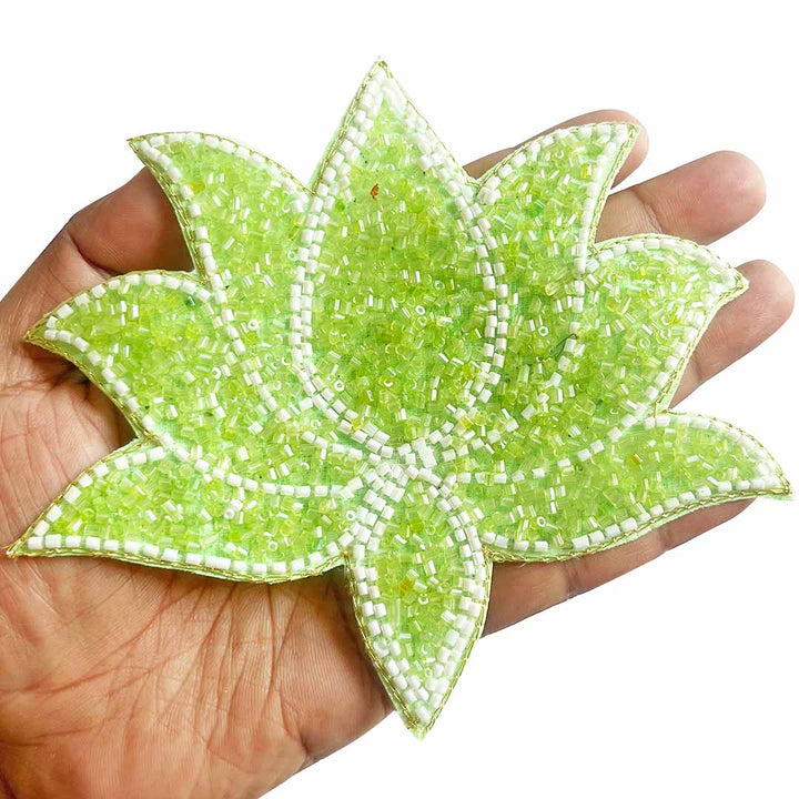 Cutdana & White Beads embroidery booti patch set of 4 for bandhanwar decoration & Festive DIY Craft