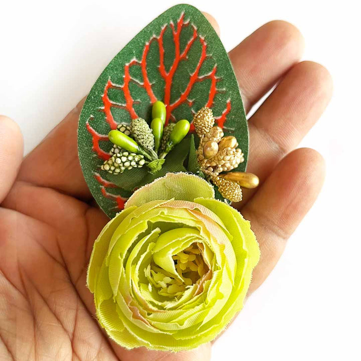 Single Peony with Green Leaf Bunch – Pack of 12 | Trousseau Gift & Hamper Packaging, Wedding & Festive Decoration