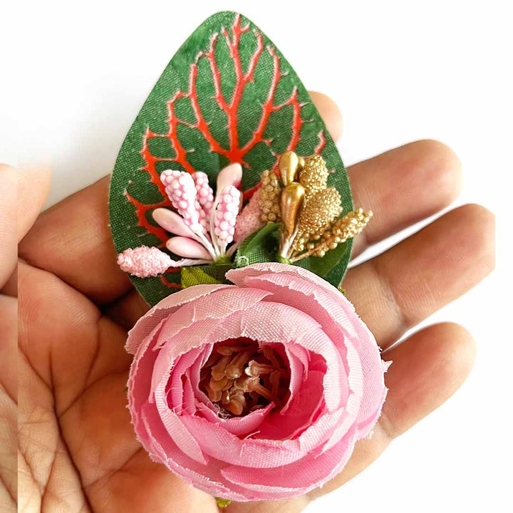 Single Peony with Green Leaf Bunch – Pack of 12 | Trousseau Gift & Hamper Packaging, Wedding & Festive Decoration