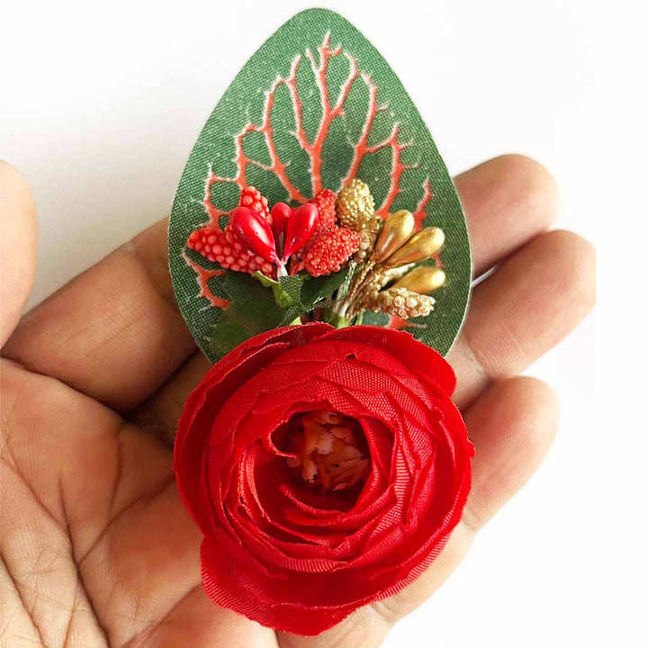 Single Peony with Green Leaf Bunch – Pack of 12 | Trousseau Gift & Hamper Packaging, Wedding & Festive Decoration