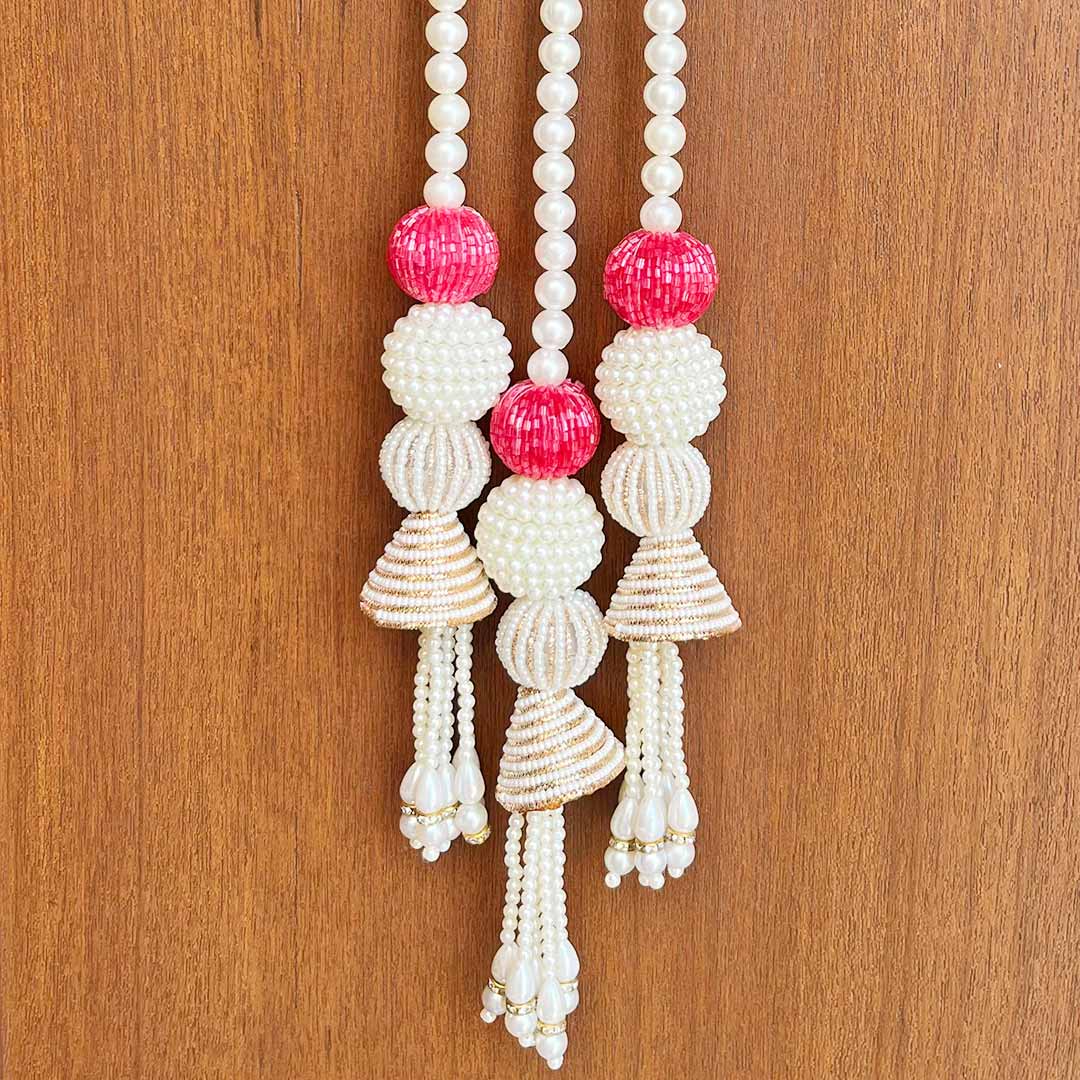 Red Pichwai Lotus with Flower Bunch Hanging – Set of 2 | Traditional Wall Décor for Home